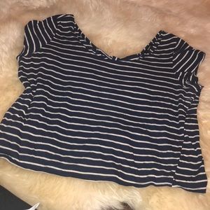 Navy and white stripe crop top